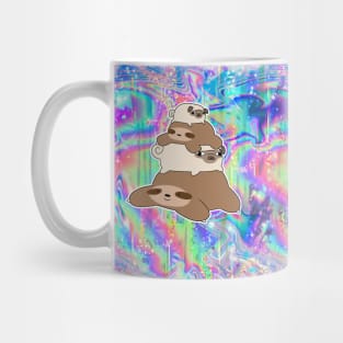 Sloth and Pug Stack Rainbow Hologram Mug